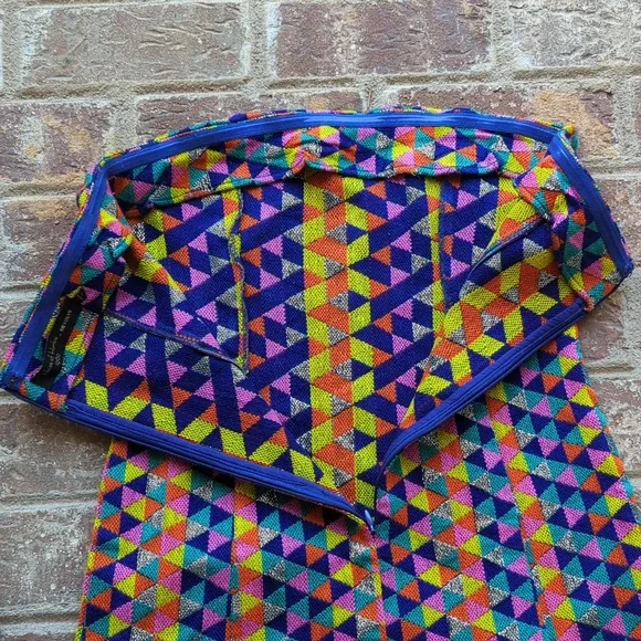 House of Harlow 1960Revolve Multicolor Geometric Woven Tapestry Strapless Dress - Picture 5 of 8